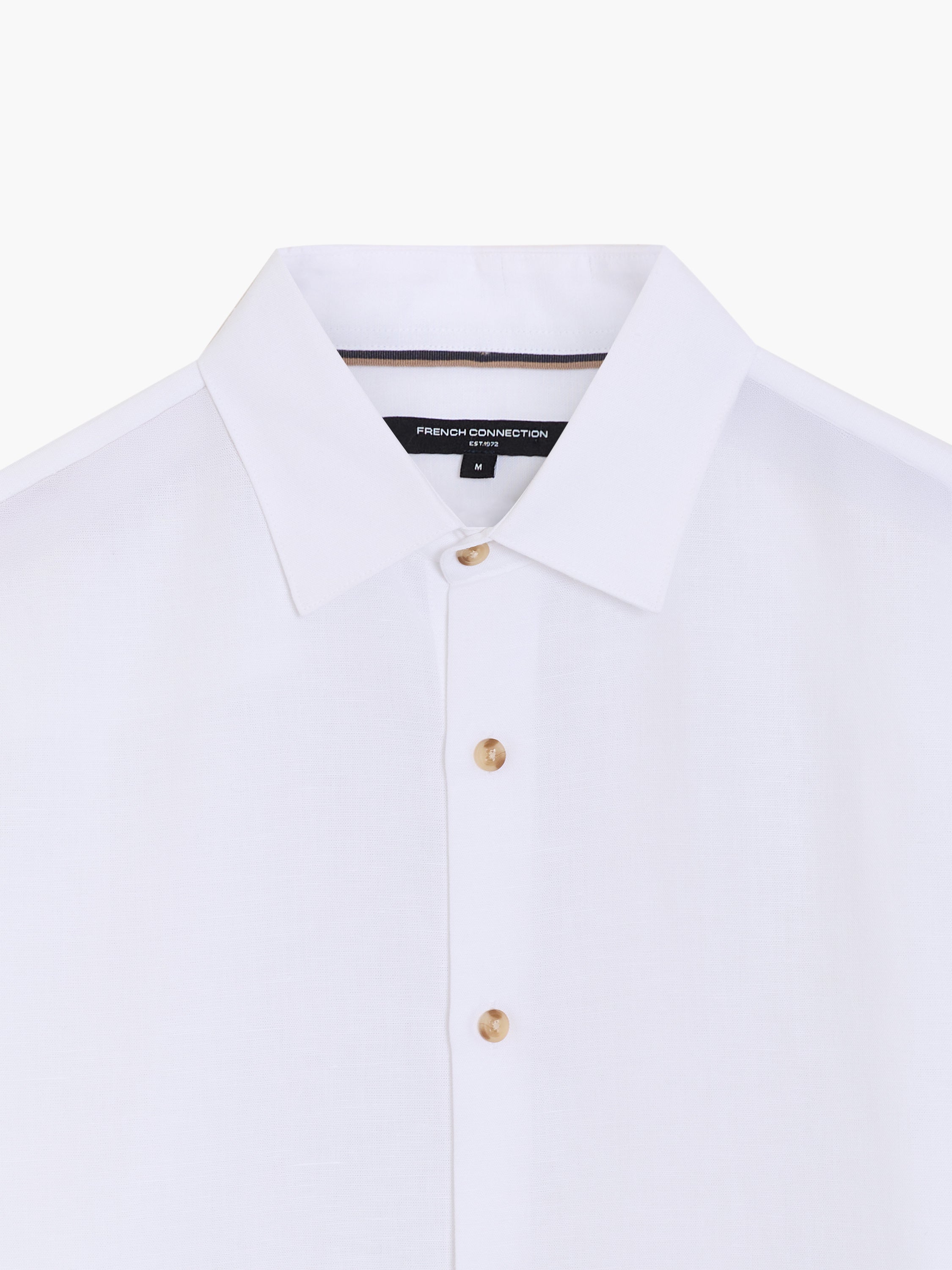 Long Sleeve White Linen Blend Shirt