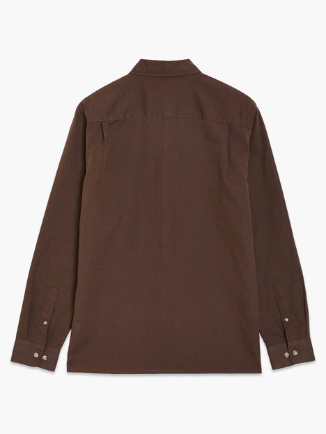 Long Sleeve Brown Linen Blend Shirt