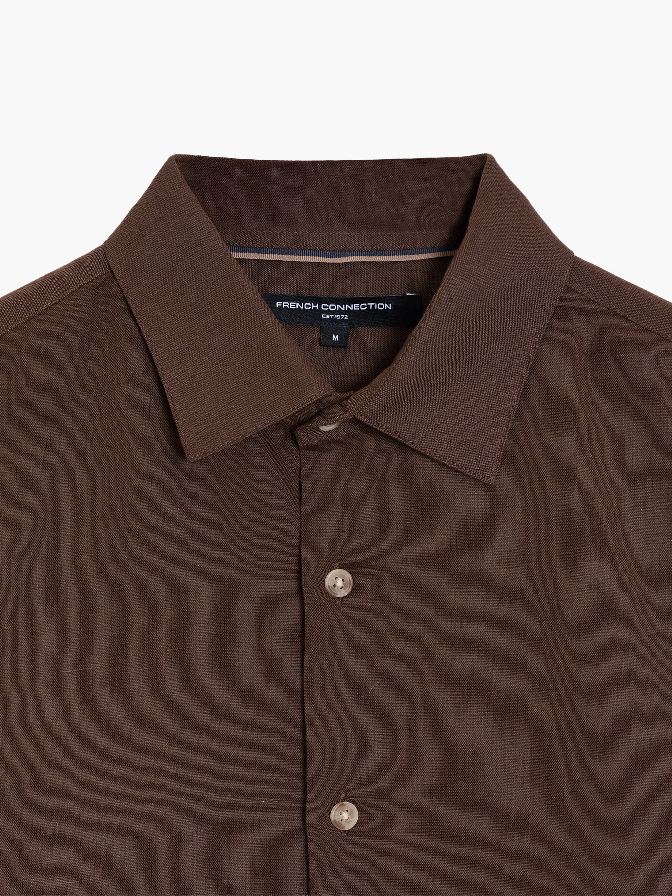 Long Sleeve Brown Linen Blend Shirt
