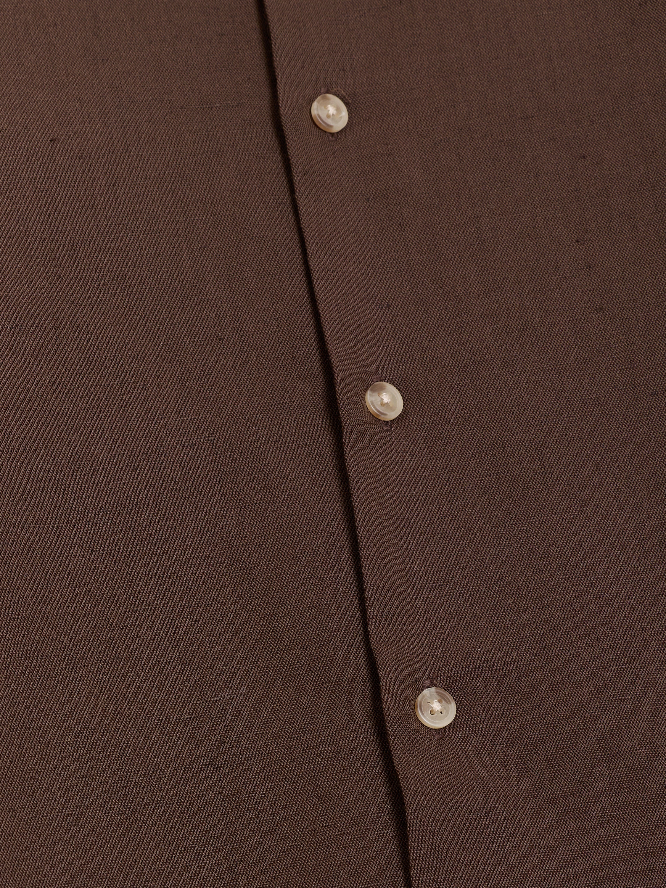 Long Sleeve Brown Linen Blend Shirt
