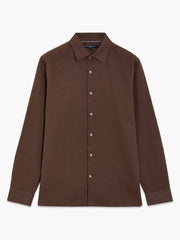 Long Sleeve Brown Linen Blend Shirt
