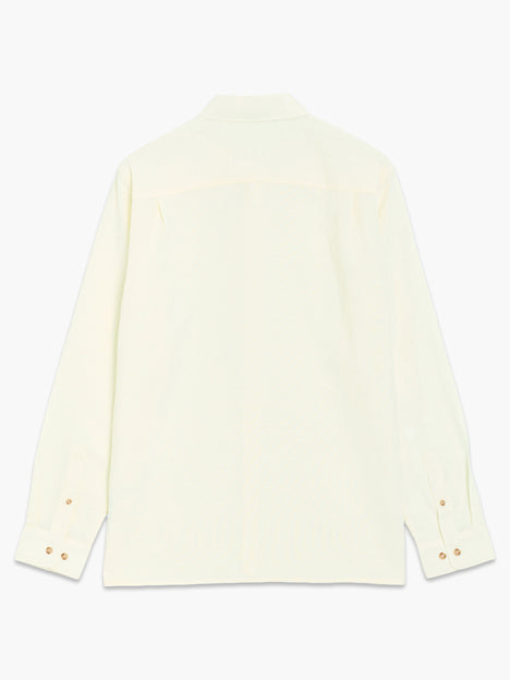 Long Sleeve Light Yellow Linen Blend Shirt