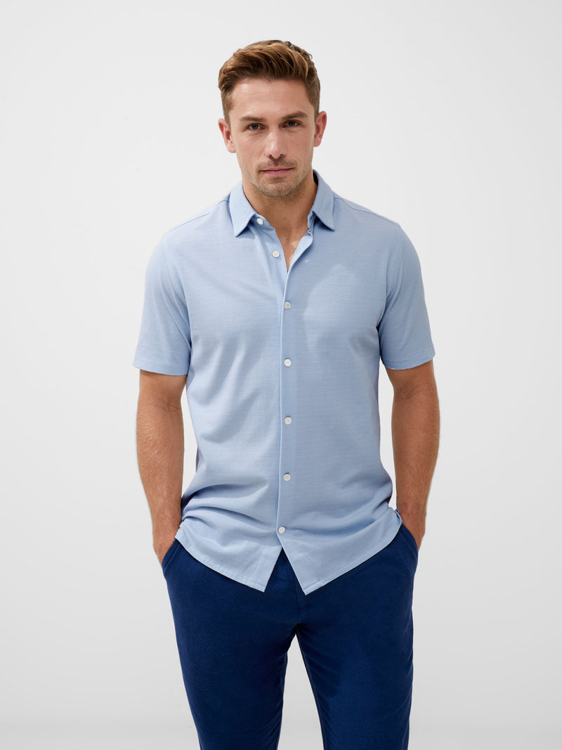 Stripe Texture Jersey Short Sleeve Shirt