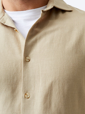 Long Sleeve Linen Blend Shirt