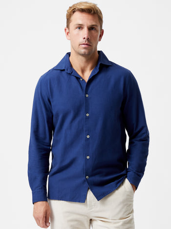 Long Sleeve Linen Blend Shirt