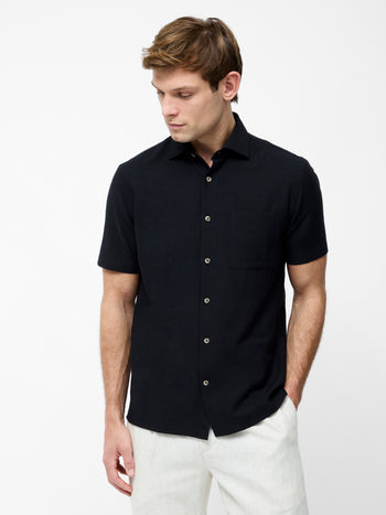 Short Sleeve Linen Blend Shirt