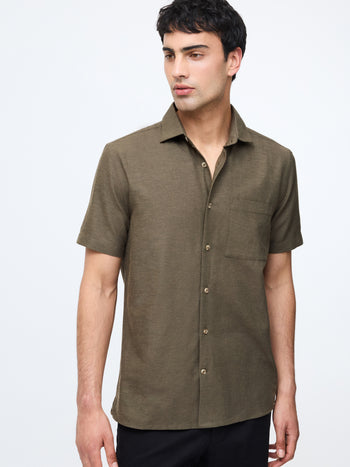 Short Sleeve Linen Blend Shirt