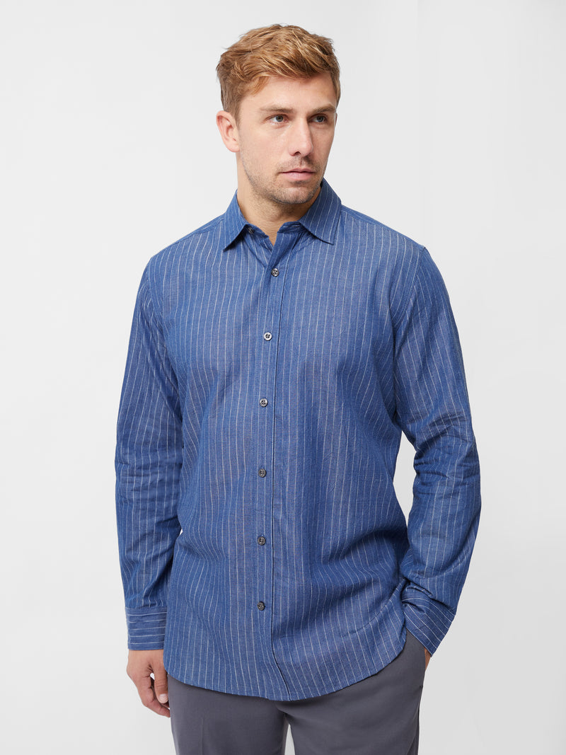 Chambray Stripe Long Sleeve Shirt