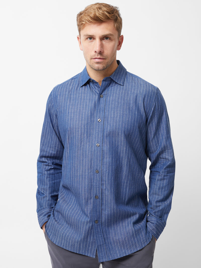 Chambray Stripe Long Sleeve Shirt