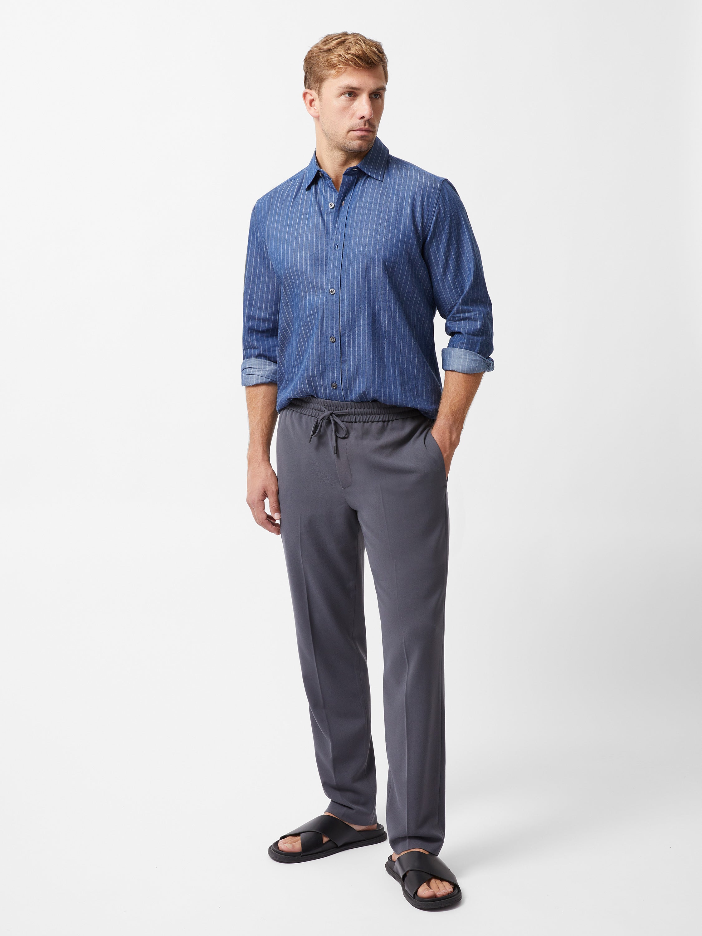 Chambray Stripe Long Sleeve Shirt