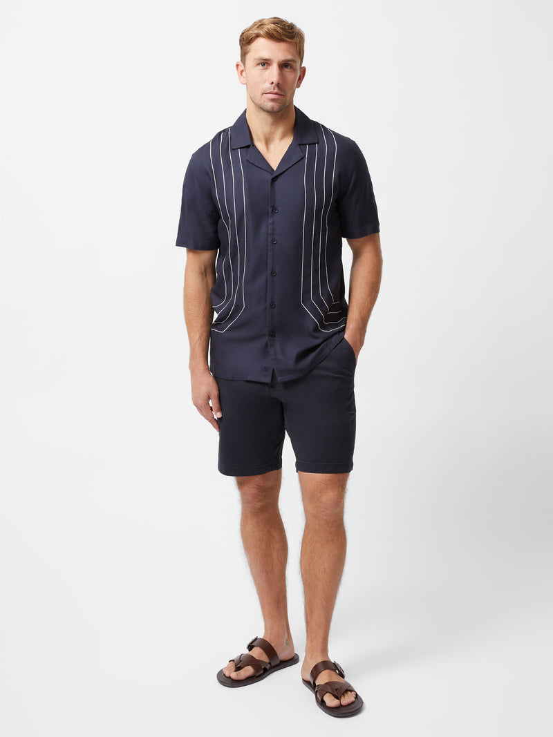 Border Chainstitch Revere Short Sleeve Shirt