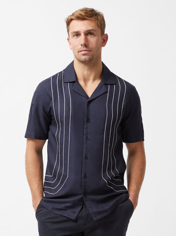 Border Chainstitch Revere Short Sleeve Shirt
