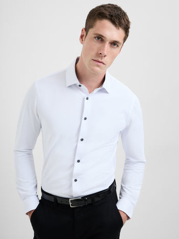 Slim Fit Contrast Detail Long Sleeve Shirt