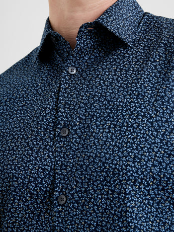 Long Sleeve Regular Fit Micro Flower Print Shirt