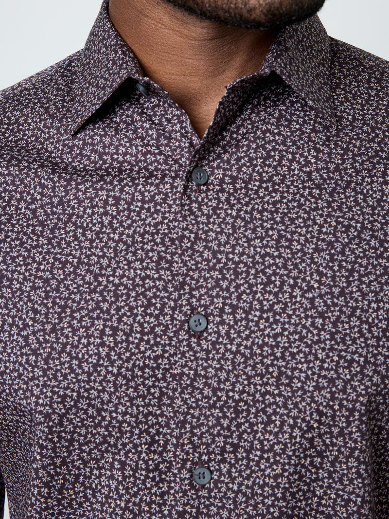 Long Sleeve Regular Fit Micro Flower Print Shirt