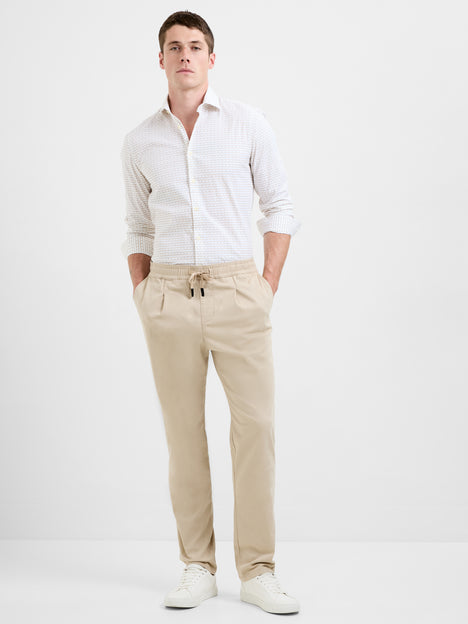 Long Sleeve Slim Fit Geo Beehive Print Shirt