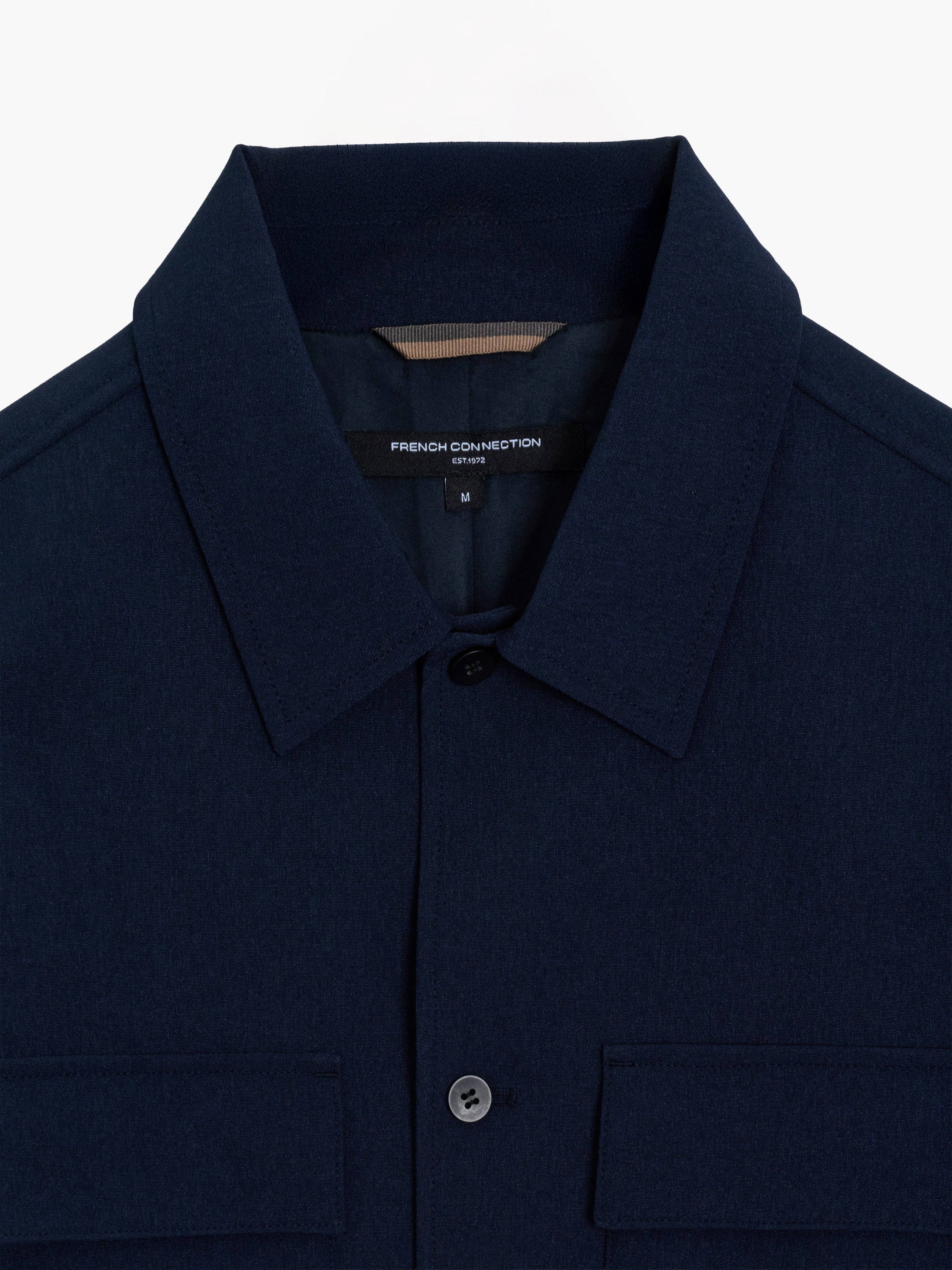 Button Through Navy Blue Utility Jacket