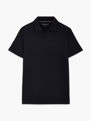 Short Sleeve Pointelle Knit Black Polo Shirt
