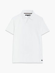 Short Sleeve Pointelle Knit White Polo Shirt