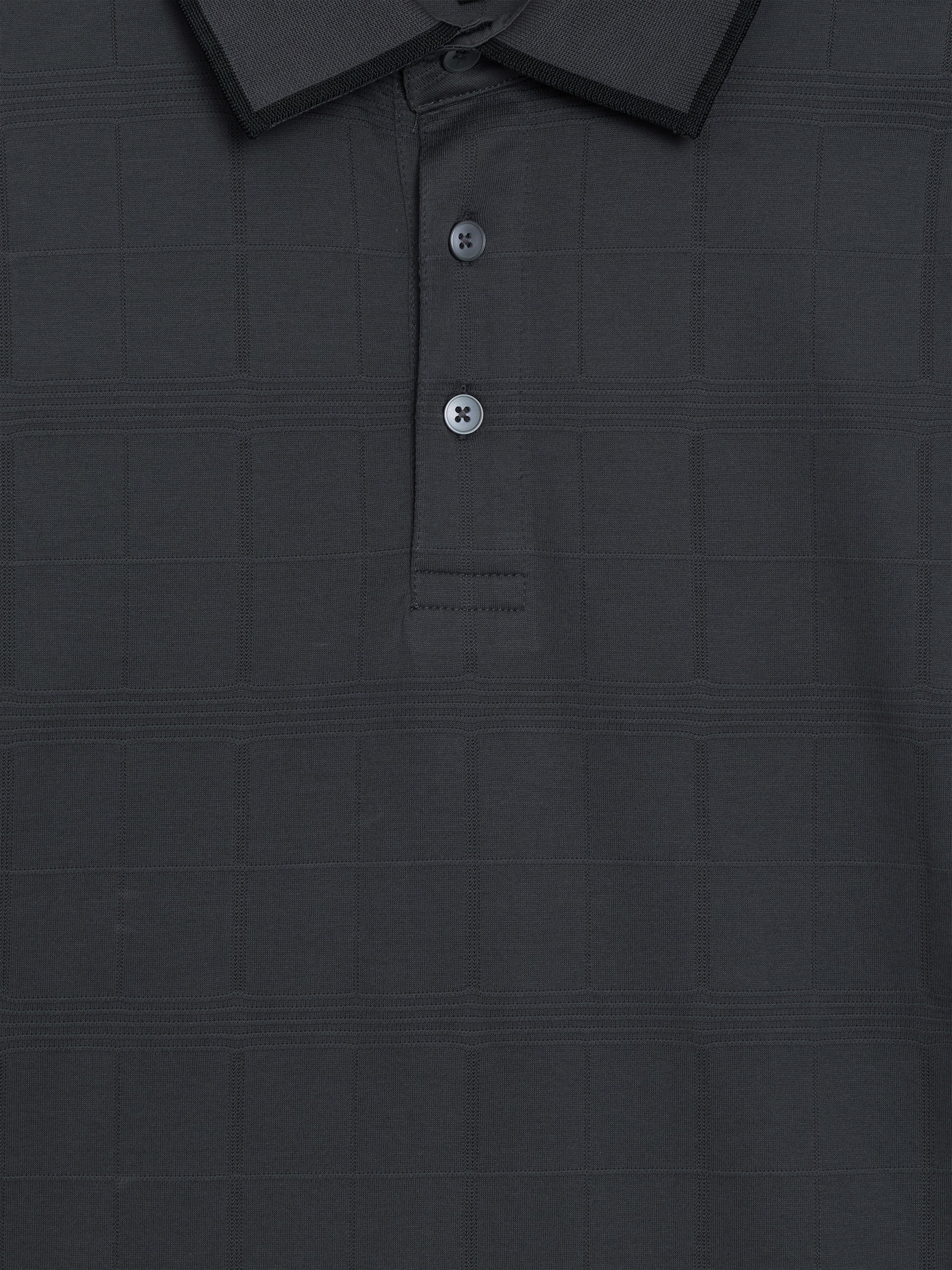 Short Sleeve Box Texture Dark Grey Polo Shirt