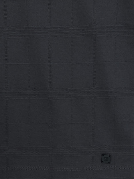 Short Sleeve Box Texture Dark Grey Polo Shirt
