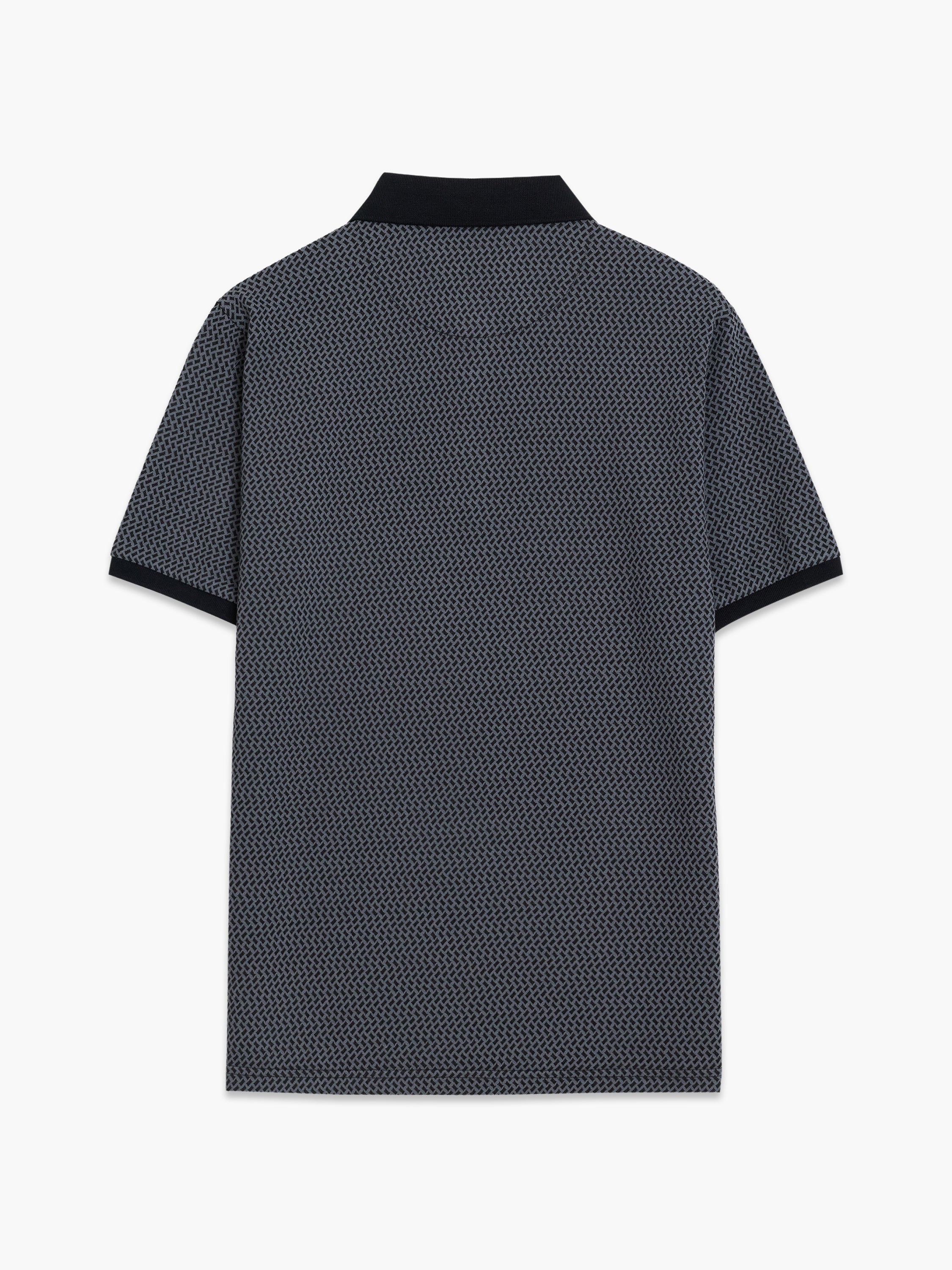Short Sleeve Navy Geometric Polo Shirt