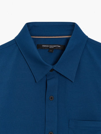 Long Sleeve Soft Jersey Pocket Dark Blue Shirt