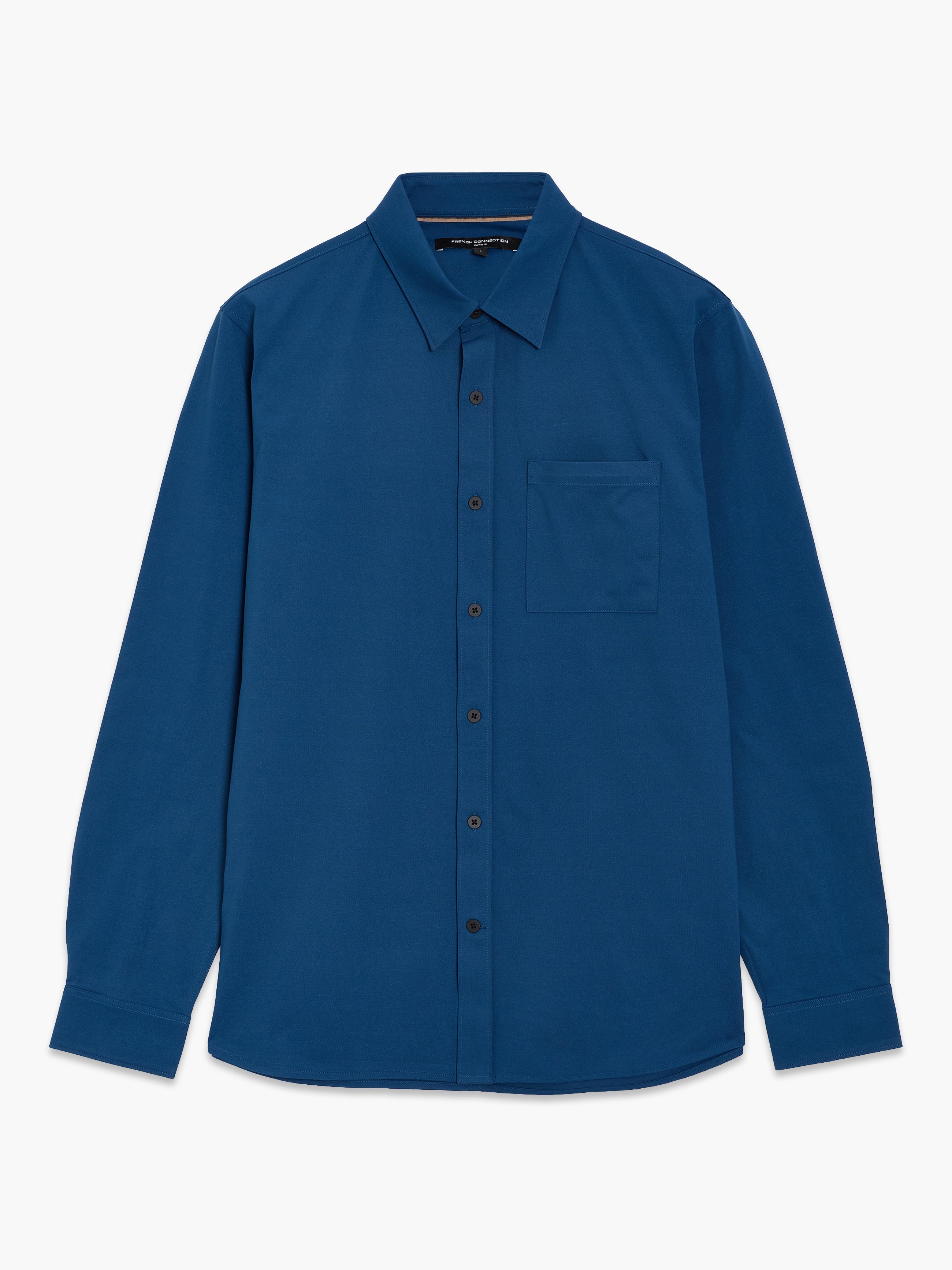Long Sleeve Soft Jersey Pocket Dark Blue Shirt