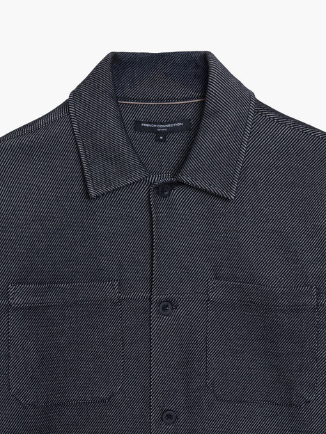 Long Sleeve Diagonal Stripe Jersey Monochrome Overshirt