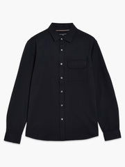 Long Sleeve Soft Textured Pocket Black Shirt