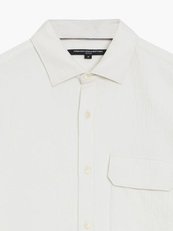 Long Sleeve Soft Jersey Chest Pocket Off-White Shirt