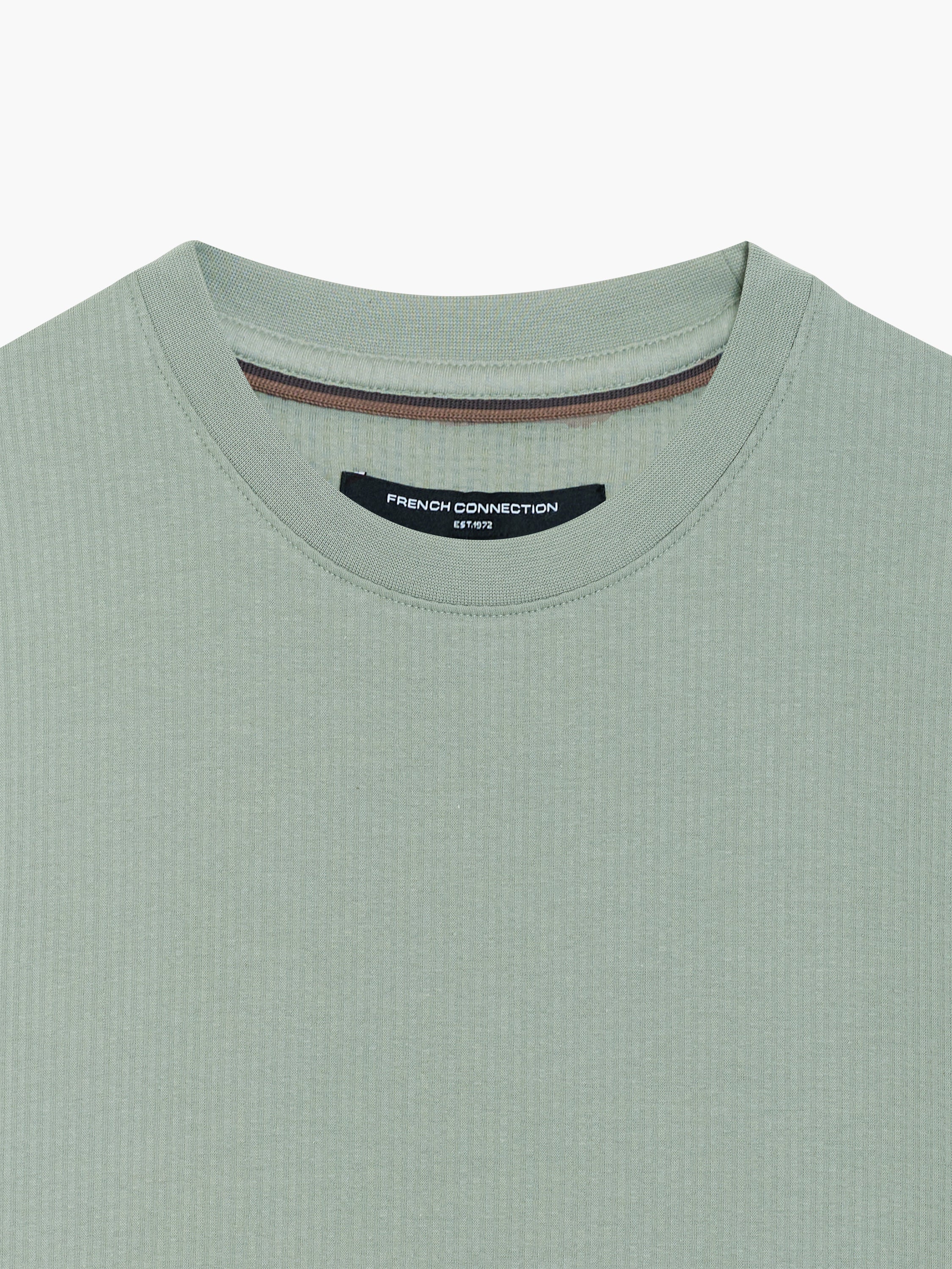 Short Sleeve Micro Seersucker Green Stripe T-Shirt