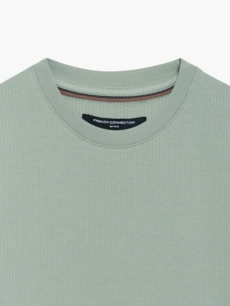 Short Sleeve Micro Seersucker Green Stripe T-Shirt