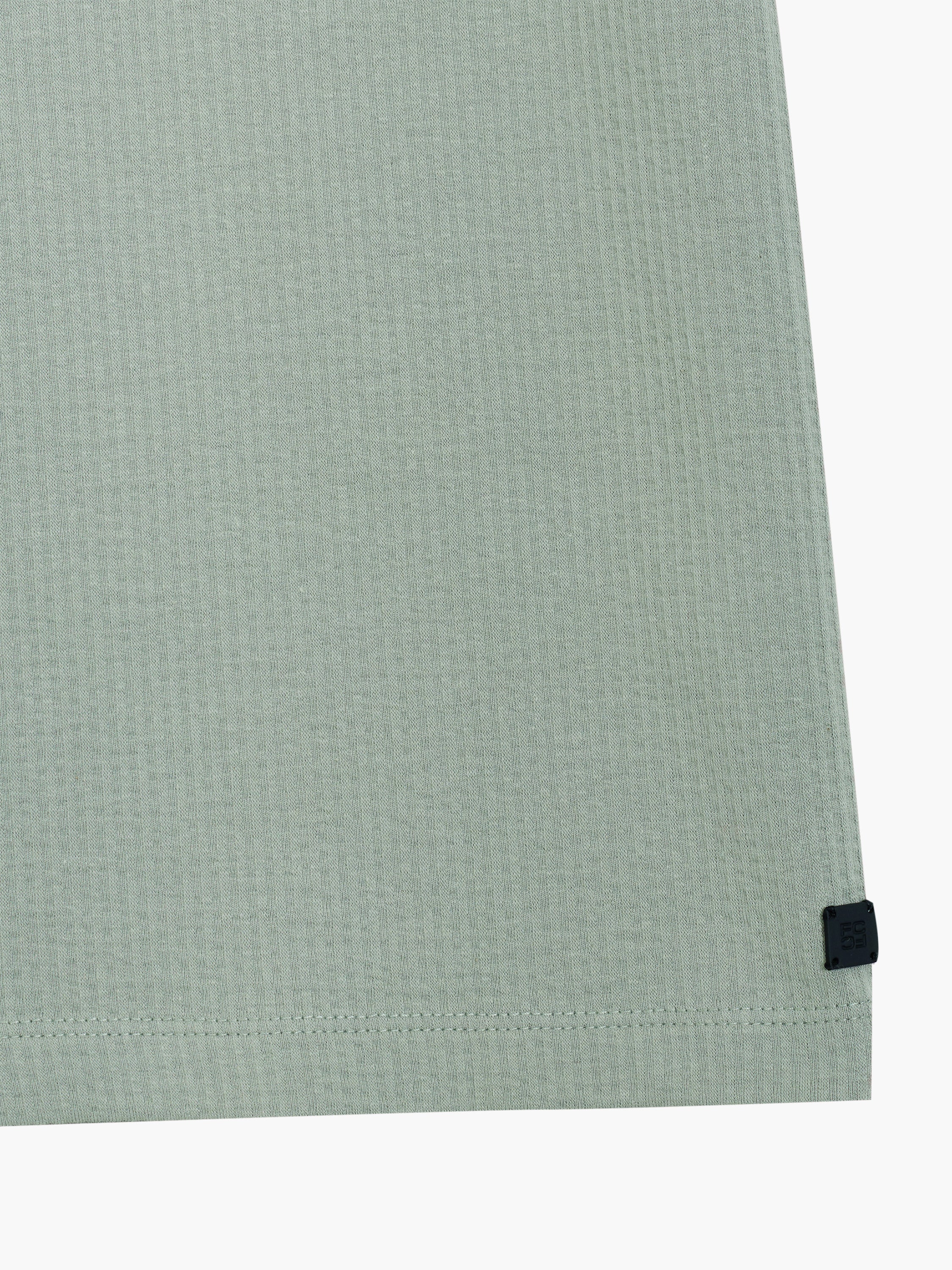 Short Sleeve Micro Seersucker Green Stripe T-Shirt