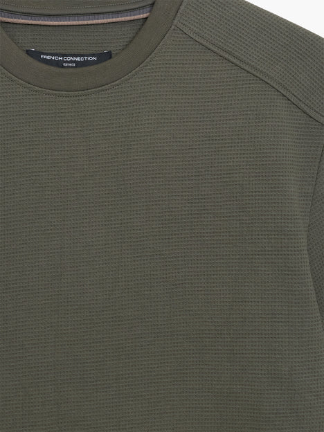 Short Sleeve Khaki Green Waffle Jersey T-Shirt