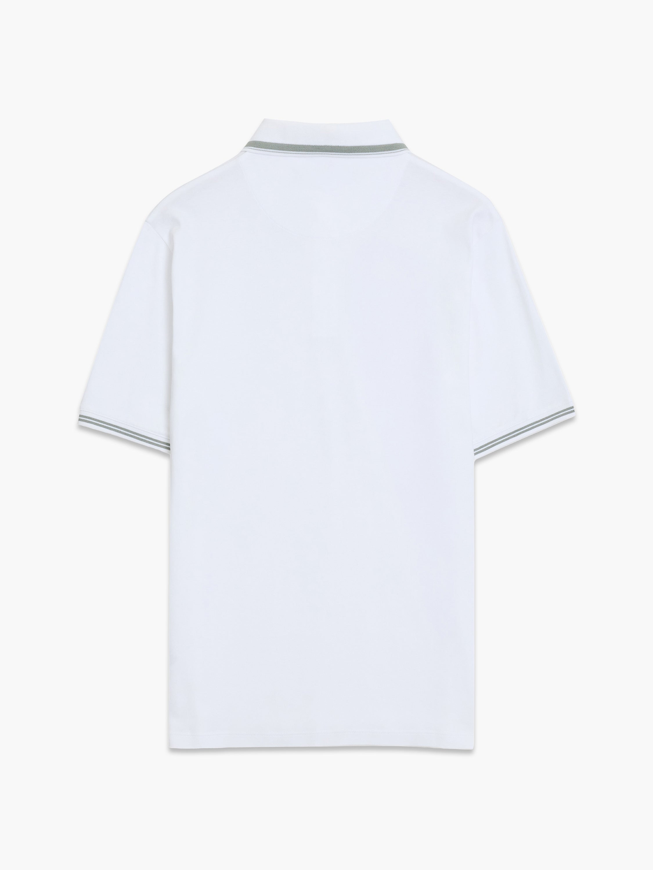 Short Sleeve Tipped Collar White Polo Shirt