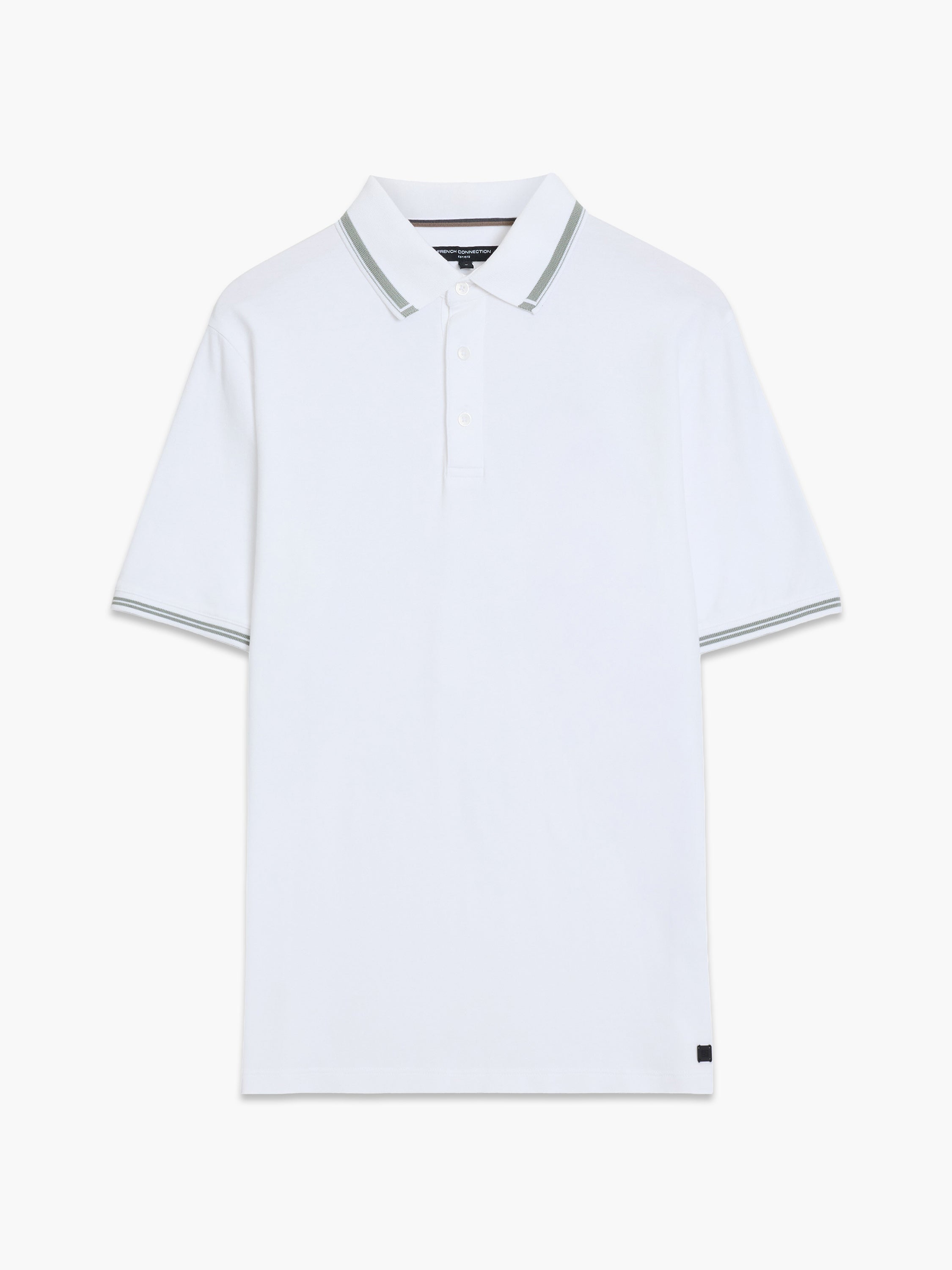 Short Sleeve Tipped Collar White Polo Shirt