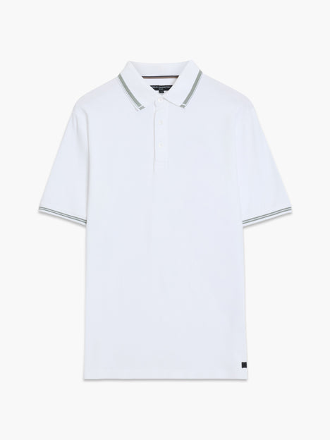 Short Sleeve Tipped Collar White Polo Shirt