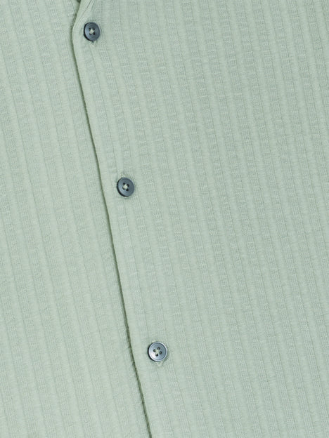 Short Sleeve Seersucker Green Striped Holiday Shirt