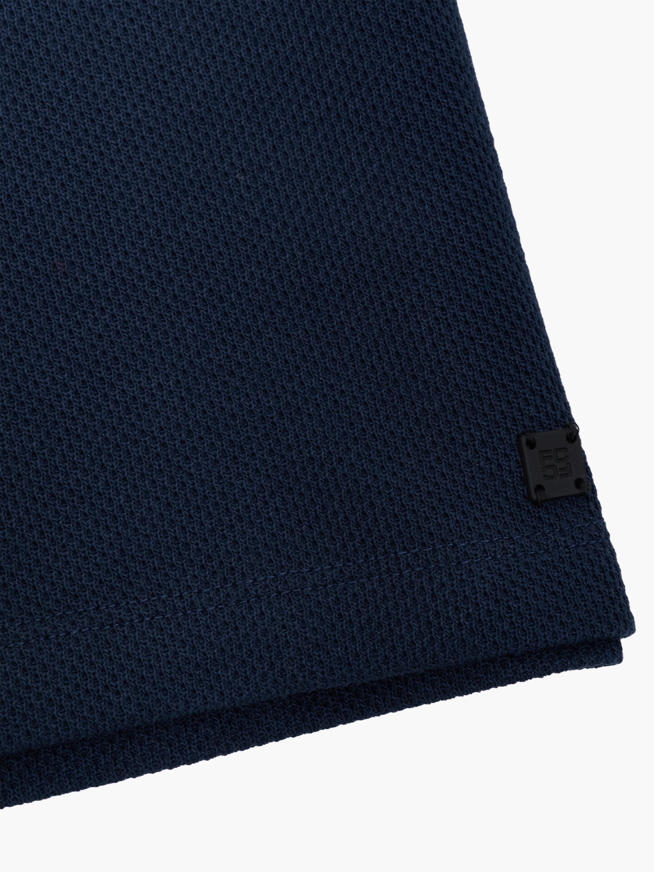 Short Sleeve Navy Concealed Placket Polo Shirt