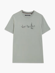 Short Sleeve Desert Graphic Sage Green T-Shirt