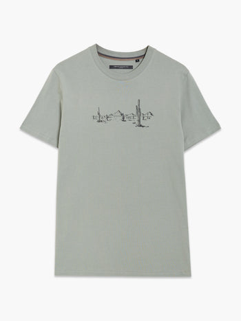 Short Sleeve Desert Graphic Sage Green T-Shirt