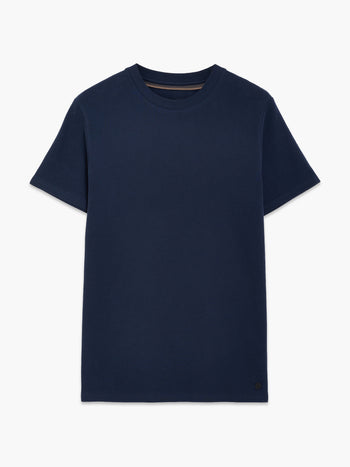 Short Sleeve Ottoman Texture Dark Blue T-Shirt