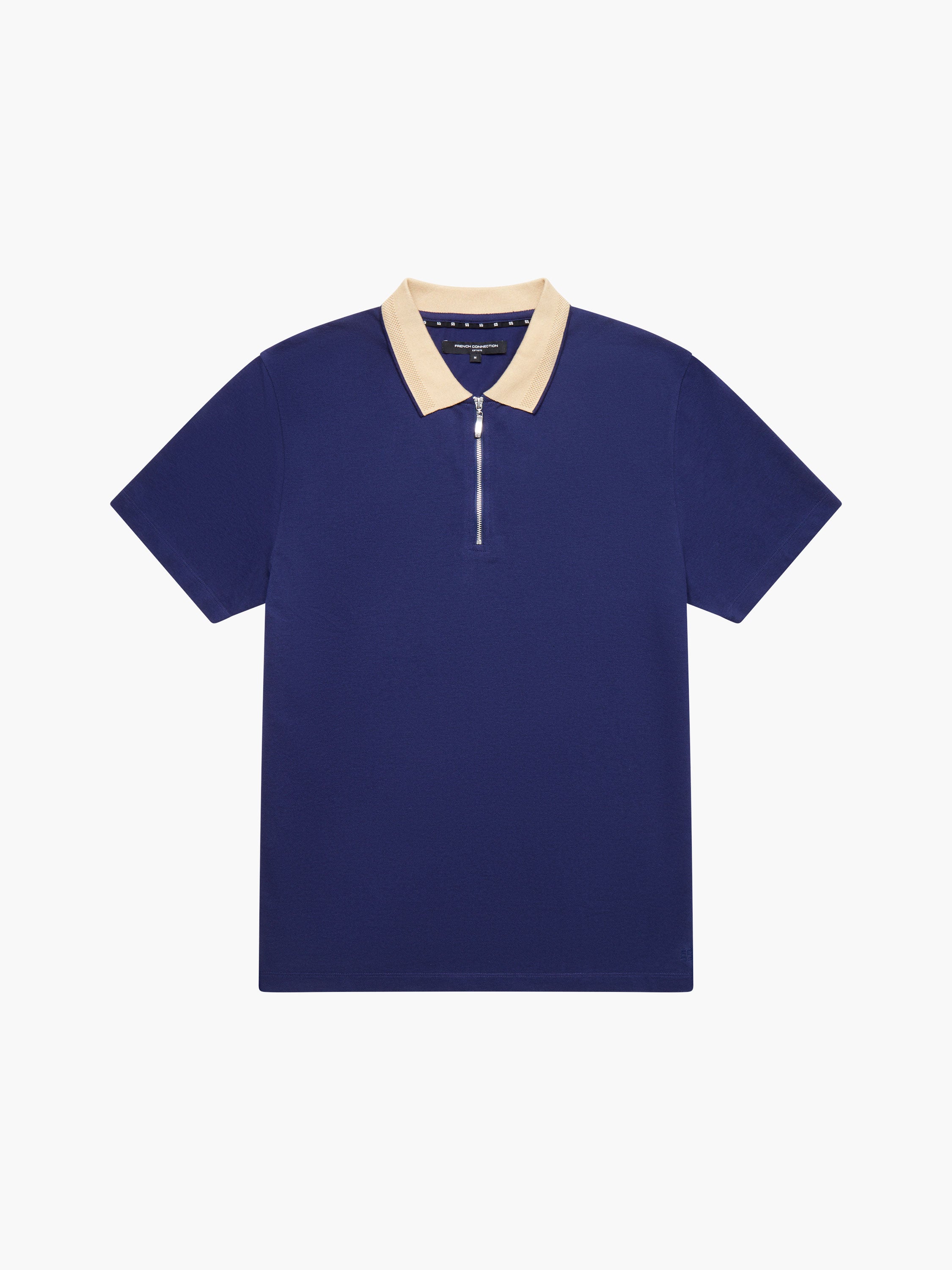 Elastane Half Zip Pique Polo Shirt