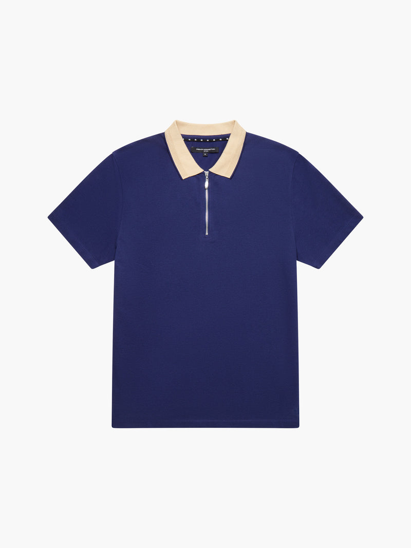 Elastane Half Zip Pique Polo Shirt