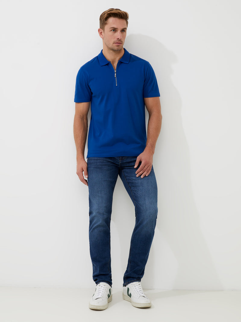 Short Sleeve Pique Zip Polo Shirt