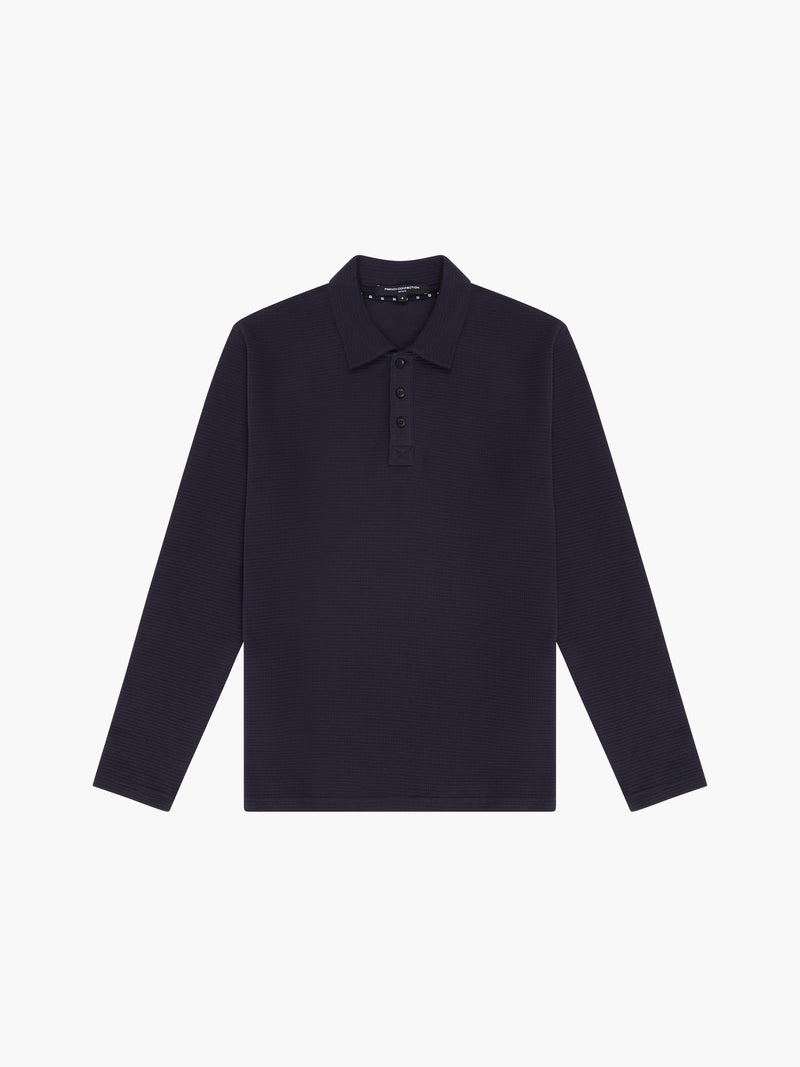Long Sleeve Waffle Polo Shirt