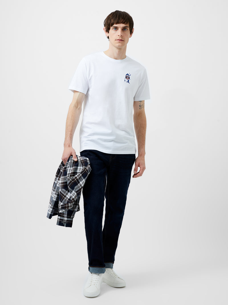 Embroidered Shark Organic Graphic T-Shirt