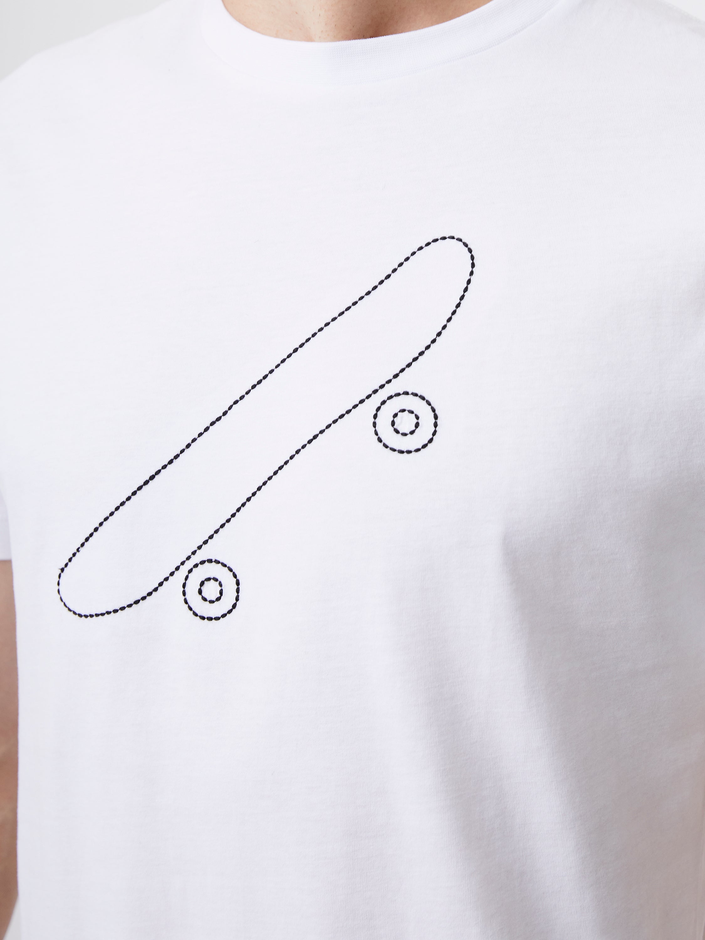 Embroidered Skateboard Graphic T-Shirt