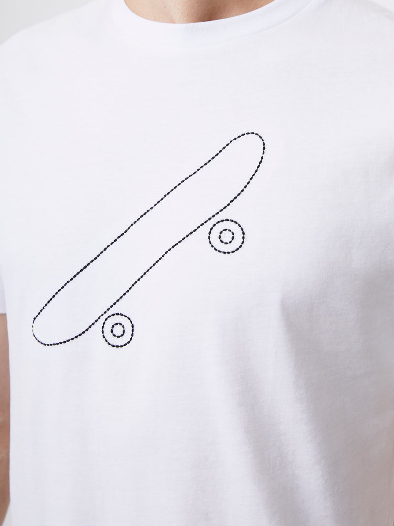 Embroidered Skateboard Graphic T-Shirt